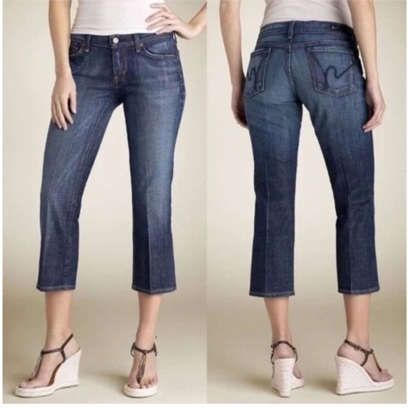 Citizens of Humanity Kelly #063 Low Waist Cropped Denim Blue Jeans Size 30 - Picture 1 of 15